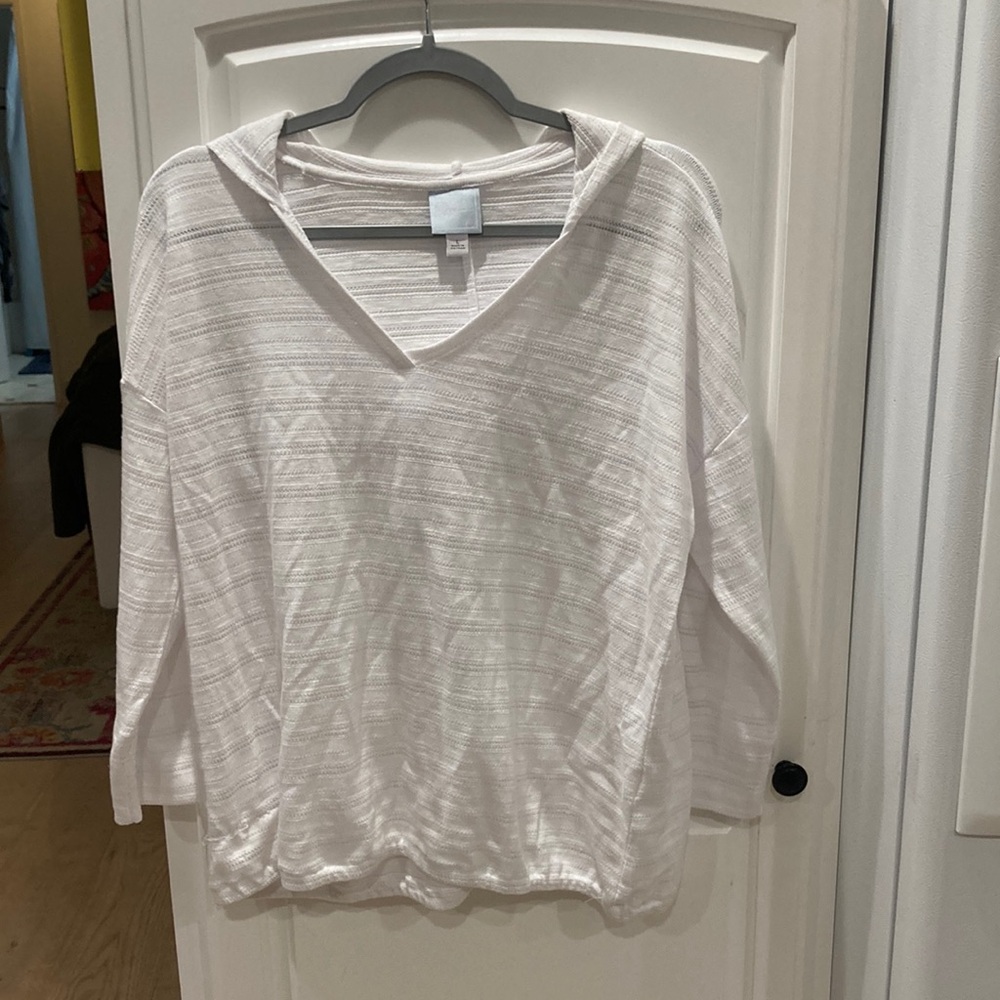 White Sunday hoodie size large with stripe pattern